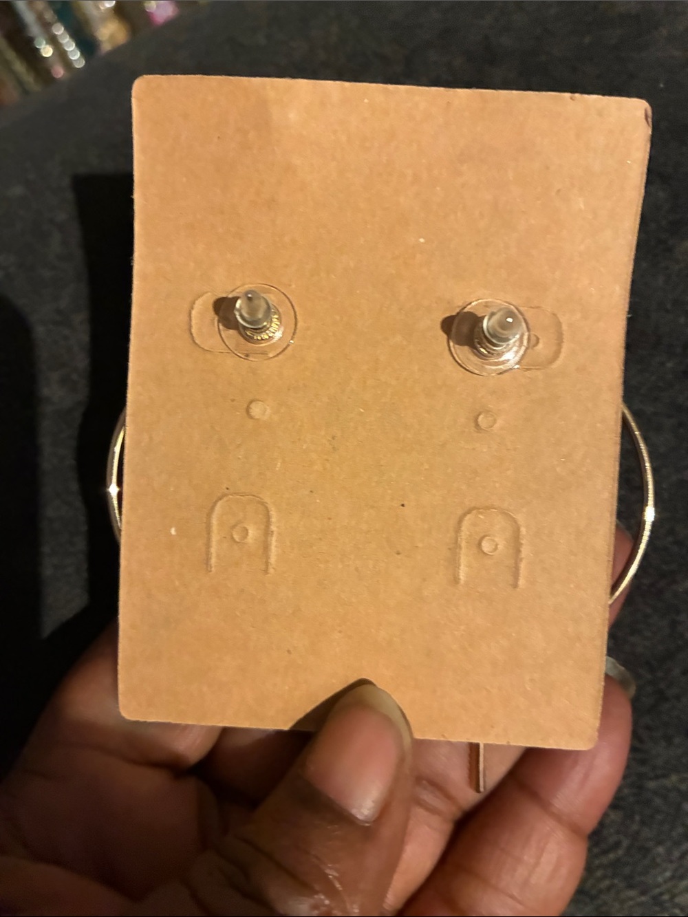 Plunder Gold Modern Hoop & Bar Drop Earrings - Picture 4 of 4